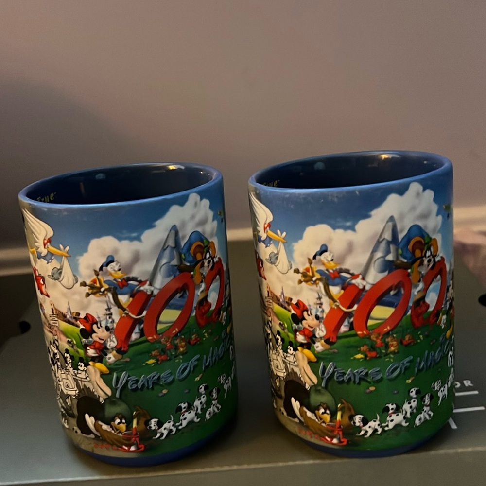Pair of Disney mugs marking the centennial anniversary